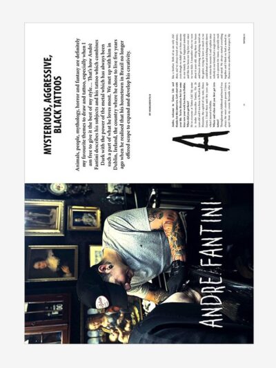 Andre Fantini. Mysterious, aggressive, black tattoos, Tattoo Life Magazine 140