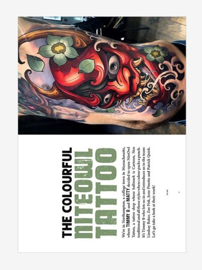 The Colourful Niteowl Tattoo, Tattoo Life Magazine 140